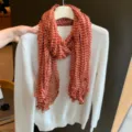 Oranger karierter Knitter Schal fuer Damen, leichten Mode Herbst Winter warmer Schal. - 180*90cm / Orangerotes Gitter