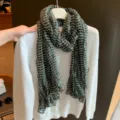 Dunkelgrüner weißer karierter Plissee-Schal, leichtes Herbst Winter Tuch für Damen. - 180*90cm / Armeegrünes Gitter