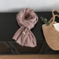 Tencel Leinen Knitter Schal für Damen dünn literarisch vielseitig weich atmungsaktiv Halstuch. - 170*45cm / Rosa