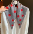 Foulard Triangulaire Tricoté Pois Élégant Tendance Tour De Cou Pour Femme - Gris