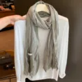 Einfarbiger knittriger Schal Damen Herbst Mode vielseitig lässig elegant warmer Schal - 180*65cm / Olivgrau