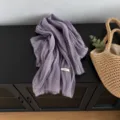 Tencel Leinen Knitter Schal für Damen weich leicht atmungsaktiv einfarbig Halstuch. - 170*45cm / Taroviolett
