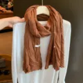 Koreanische einfarbige Knittertuch Schal Damen Herbst Winter modischer warmer Schal - 180*65cm / Karamellbraun