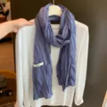 Koreanische einfarbige Knitter-Schal Damen, vielseitiger warmer Herbst Winter Schal. - 180*65cm / Denim-Blau