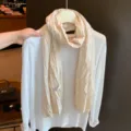 Einfarbig plissierter Damenschal Herbst Winter vielseitige Mode dekoratives warmes Tuch - 180*65cm / Beige
