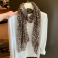 Vintage Leo-Muster plissierter dünner Schal Damen Herbst langer Schal Mode Halstuch - Leopardenmuster 06