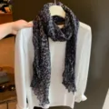 Retro-Leopardenmuster plissierter leichter Schal für Damen, schicker langer Schal. - Schwarz Grau Leopard