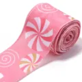 Nastro cablato natalizio rosa nastro in poliestere a spirale di caramelle per confezioni regalo - Motivo Rotondo a Girandola / 6.3cm Larghezza x 5 Yard