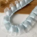Cinta de encaje plisada de lunares azul claro ribete de volantes DIY para coser faldas - Malla de Lunares Azul (4#) / 1m x 2,5cm