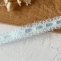 Cinta de ribete de encaje azul claro para costura DIY, diseño delicado de lunares, accesorio de ropa. - Encaje de Lunares Azul (7#)