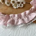 Pink white gingham ruffle lace trim DIY craft fabric ribbon sewing apparel accessory - Pink & White Plaid Mesh Ruffle Style (11#)