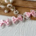 Pink bow lace trim variant, sweet DIY clothing accessory and hem decoration ribbon. - Pink Bow Grid Lace Style (12#)