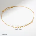 Edelstahl Gold Halskette mit funkelnden Zirkonia Anhängern, schickes und elegantes Schmuckstück. - Wassertropfen-Strass mit Runden Perlen (B160) / Gold