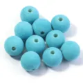 Perles rondes floquées bleu clair perles en vrac accessoires de bijoux porte-clés chaîne de téléphone - Style Perle Floconnée / Diamètre Extérieur 16mm / Bleu Poussiéreux