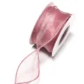 Pink sheer organza ribbon roll for gift wrapping, floral packaging, and DIY crafts. Perfect. - Solid Edge Fishtail (F6040) / 4cm Width 9m/Roll / Coral