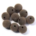 Perles rondes floconnées marron pour bijoux DIY, chaînes de téléphone et bracelets. - Style Perle Floconnée / Diamètre Extérieur 16mm / Café Clair