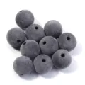 Perles rondes floquées grises perles en vrac trou traversant pour fabrication de bijoux DIY - Style Perle Floconnée / Diamètre Extérieur 16mm / Gris clair