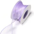 Light purple sheer organza ribbon roll for gift wrapping and DIY craft design project. - Solid Edge Fishtail (F6040) / 4cm Width 9m/Roll / Violet