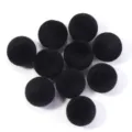 Perles rondes floquees noires en vrac pour la creation de vos bijoux et accessoires DIY - Style Balle Floconnée / Diamètre 16mm / Noir