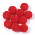 Perles rondes floquées rouges avec trous traversants pour fabrication de bijoux et accessoires DIY. - Style Balle Floconnée / Diamètre 16mm / Rouge Vif