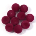 Perles rondes flocage velours duveteux perles en vrac pour accessoires de bijoux DIY - Style Balle Floconnée / Diamètre 16mm / Bordeaux
