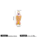 Gold stainless steel enamel koi fish charm pendant detail, DIY jewelry making accessory. - Light Purple Pink and Yellow