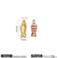 Stainless steel gold enameled koi fish pendant charm jewelry accessory detail view. - Red White
