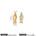 Stainless steel gold enamel koi fish charm detail, showing hole size 1.6mm and dimensions 26.5x8.5mm. - Off White