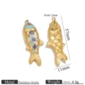 Gold stainless steel fish pendant enamel charm for DIY necklace bracelet jewelry making parts - Blue Purple White Drip Koi Pendant
