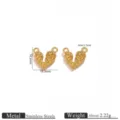 Stainless steel 18k gold plated embossed heart pendant DIY necklace jewelry accessory. - Gold Double Hole Heart Pendant