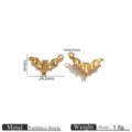 Stainless steel bat pendant Halloween DIY jewelry charm accessory 24.2x15mm 1.6g - Stainless Steel 3D Large Bat Pendant