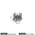 Stainless steel spider charm detail view showcasing precise dimensions and material quality. - Stainless Steel Silver Color Spider Pendant