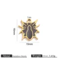 Stainless steel Halloween spider pendant detail view, compact size and lightweight design. - Stainless Steel Gold Rim Enamel Spider Pendant