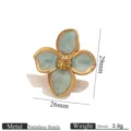 Stainless steel oil-drop four-petal flower stud earrings with retro gold edge for jewelry DIY. - Four-Petal Flower Style (3013) / 1 Piece/Pack / Light Blue