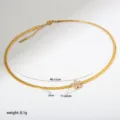 Edelstahl Klingenketten Halskette mit glänzendem Zirkonia Blumenanhänger, Länge 40+5cm. - Klingen-Kette mit Wassertropfen-Strass-Blume (B191) / Gold