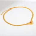 Modische goldene PVD Edelstahl Kubanische Kette Halskette mit rotem Zirkon Herz Anhänger. - Roter Zirkonia Herz (B183) / Gold