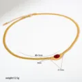 Goldfarbene Edelstahl Kubanische Kette Halskette mit rotem Stein Anhänger 40+5cm. - Ovaler Roter Zirkonia (B187)