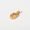Goldfarbener Edelstahl Ovale Zirkonia Anhänger Halskette für Damen Mode Schmuckstück - Anhänger Ohne Kette (Ovalform/G77) / Weiß