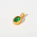 Goldfarbene Edelstahl Kette mit ovalem gruenem Zirkonia Anhaenger fuer Damen Mode - Anhänger Ohne Kette (Ovalform/G83) / Grün