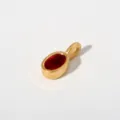 Goldener Edelstahl roter Zirkon ovale Anhänger Halskette, exquisites Modeaccessoire. - Anhänger Ohne Kette (Ovalform/G85) / Dunkelrot