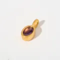 Goldener Edelstahloval violetter Zirkon Anhänger Halskette, exakter Modeschmuck. - Anhänger Ohne Kette (Ovalform/G88) / Lila