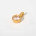 Goldfarbene Edelstahl Zirkonia runder Anhänger Halskette Variante, elegantes Schmuckstück. - Anhänger Ohne Kette (Rundform/G89) / Weiß