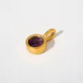 Goldener Edelstahl runder lila Zirkonia Anhänger Halskette minimalistischer Stil Chic - Anhänger Ohne Kette (Rundform/G98) / Dunkellila