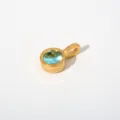 Edelstahl runde Zirkon Anhänger Halskette in eleganter goldener und hellblauer Farbvariante. - Anhänger Ohne Kette (Rundform/G99) / Himmelblau