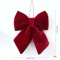 Ornement suspendu de nœud de Noël en velours rouge vin, pendentif de décoration d'arbre. - S / Bordeaux