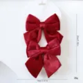 Pendentif noeud de Noel en velours rouge decoration pour sapin fete vacances maison - Petit 2 Pièces / Bordeaux