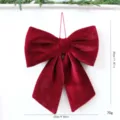 Grand Noeud de Noel en Velours Rouge Decoration Sapin Suspendu Fete 30x25cm 70g - M / Bordeaux