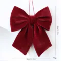 Nœud de Noël en velours rouge vin décoration suspendue pour arbre de fête ornement 40x30cm - L / Bordeaux