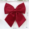 Grand nœud de Noël en velours rouge décoration suspendue pour arbre de fête maison 30cm - L / Bordeaux