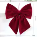 Grand nœud en velours rouge vin pour décoration de sapin de Noël, 45x40cm, 160g - Très grand / Bordeaux